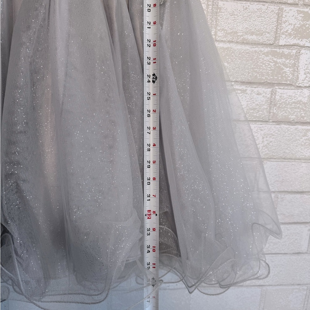 🩶 May Queen 🩶Gray Silver Embellished A-line Sleeveless Cocktail Dress Homecoming - Picture 10 of 16